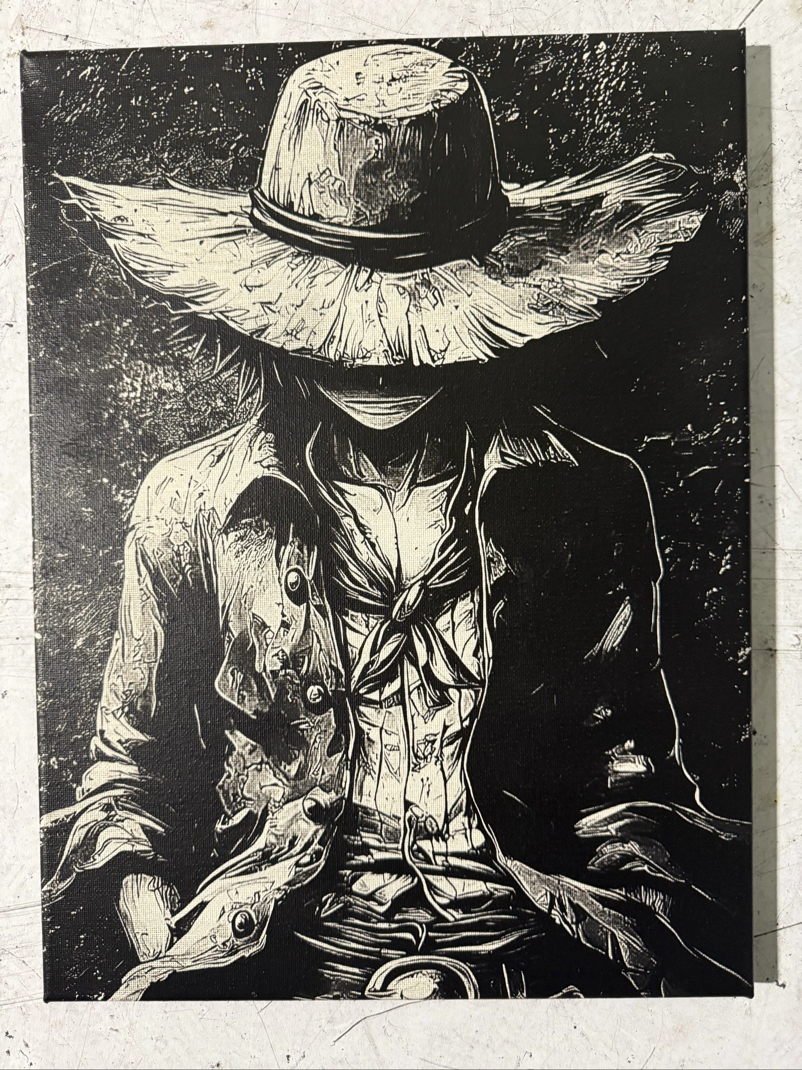 Luffy style réaliste sur toile 30x40cm